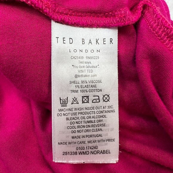 Ted Baker London Norabel Tiered Jersey Vest Dress Midi Bright Pink Stripe Trim X - Picture 10 of 11